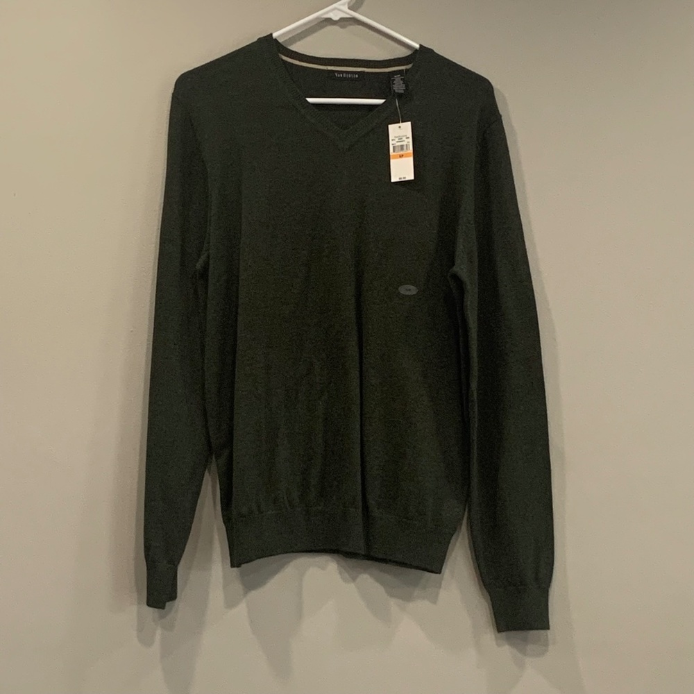 VanHeusen Forest Green Cotton V Neck Sweater